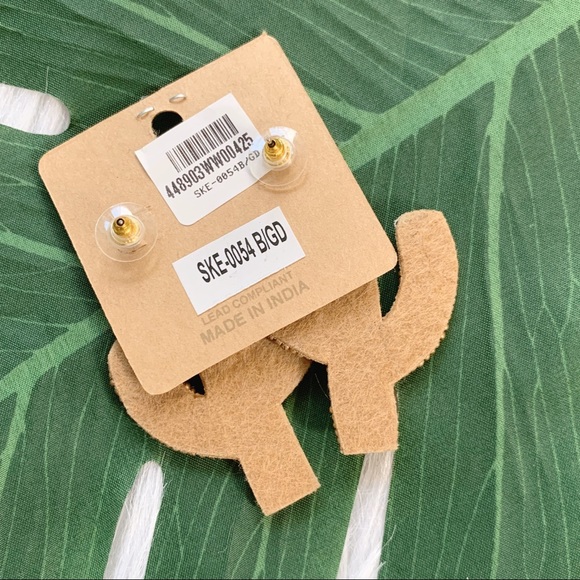 Beaded Cactus Drop Dangle Earrings - Picture 5 of 5